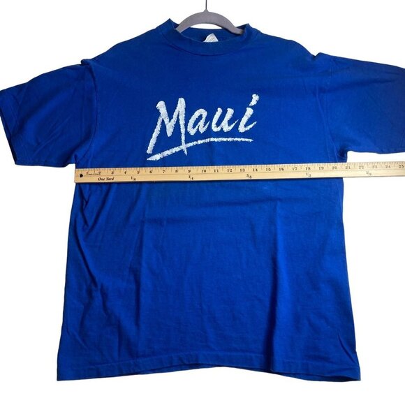 Vintage Hanes Beefy Single Stitch Maui Shirt Fits M / L READ Blue‎ USA Graphic - Picture 5 of 8